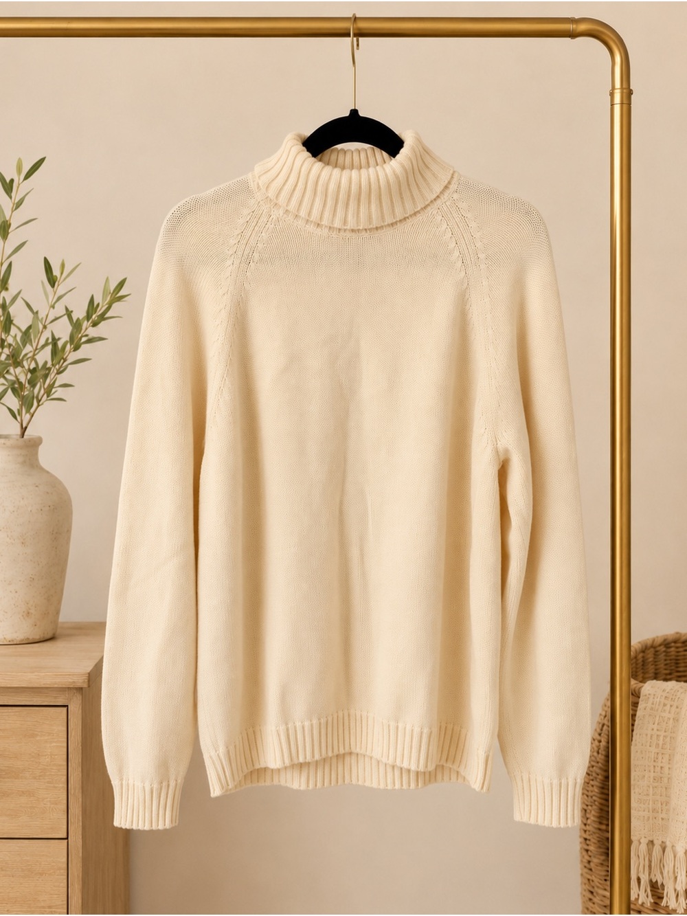 Lands’ End Cream Ivory Turtleneck Sweater L 14/16